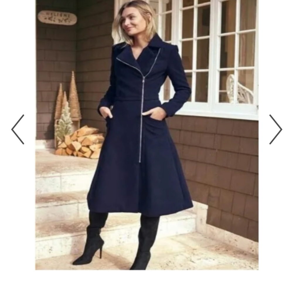 Venus Navy Asymetrical Wool Coat